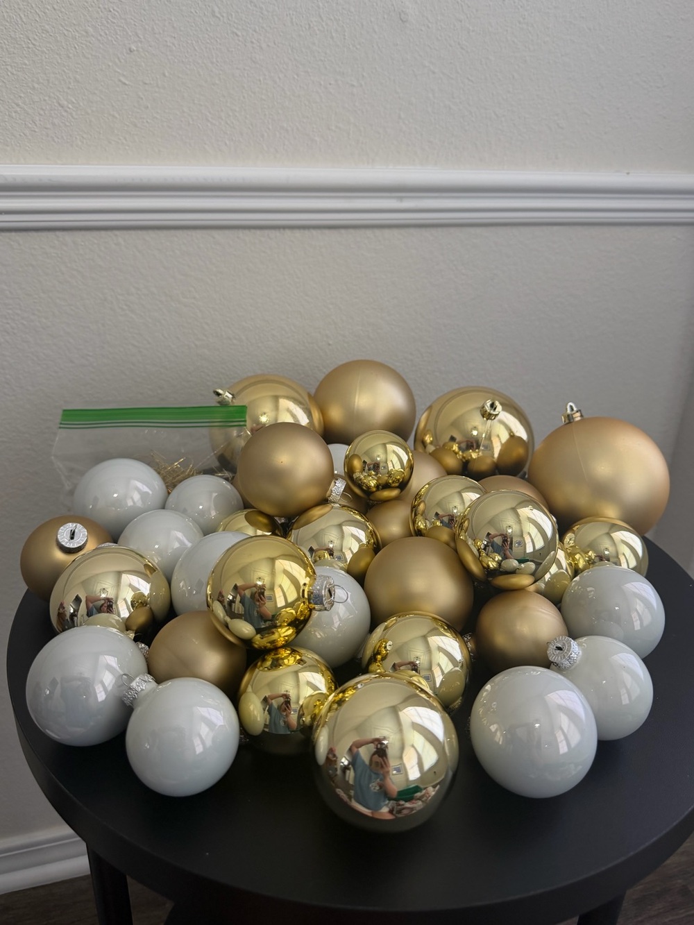 Gold and White Christmas Ornament Set